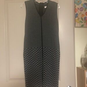 Calvin Klein Black and Gray Chevron Midi Dress